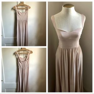 Reformation Hollyhock Dress Gown in Blush Tan Nude Champagne Color